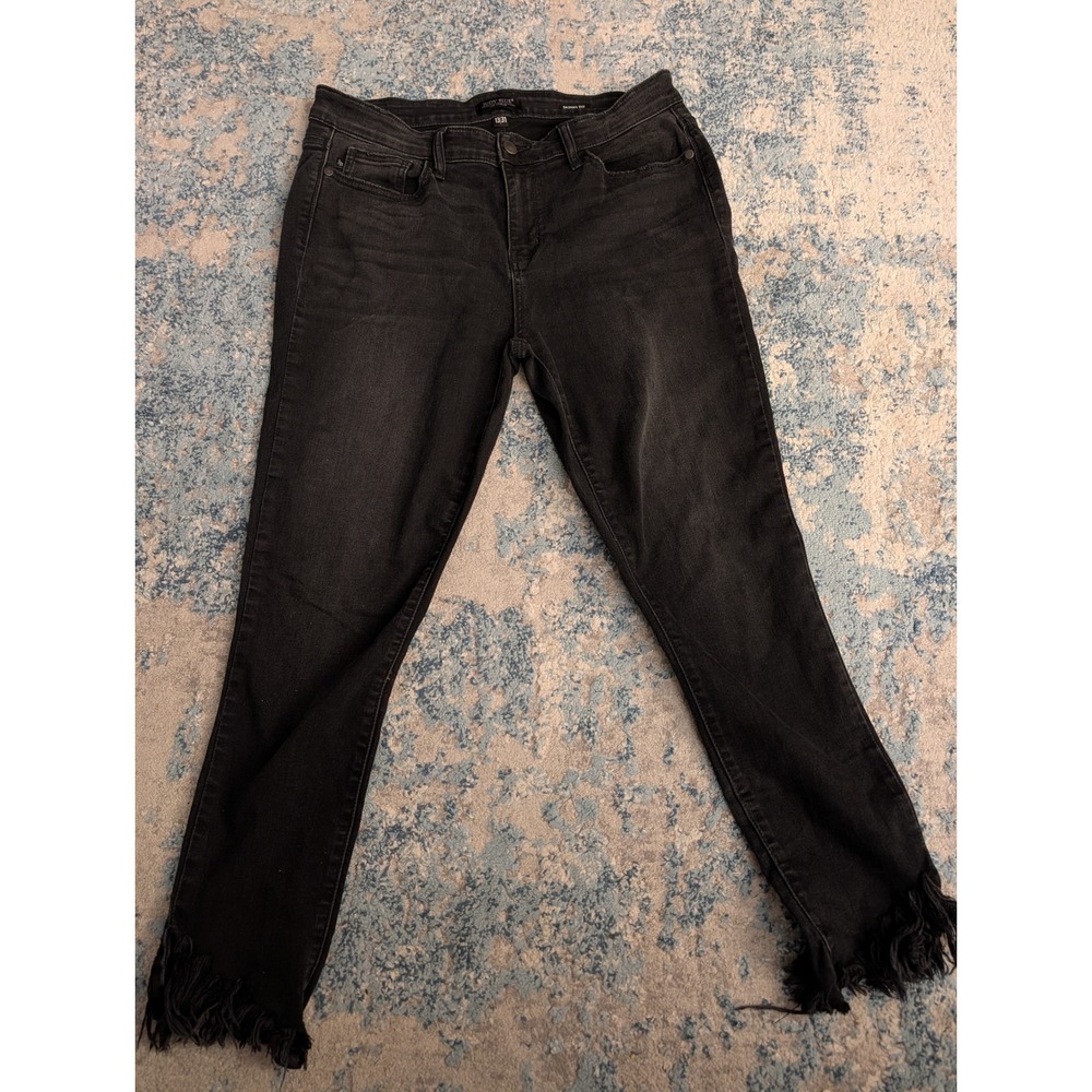 Judy Blue Skinny Fit Jeans Black Frayed Fringe Hem JB82197BK Size 13/31